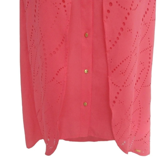 Vex Collection Blouse Button Down Faux Layers Salmon Pink 34 - Picture 3 of 8